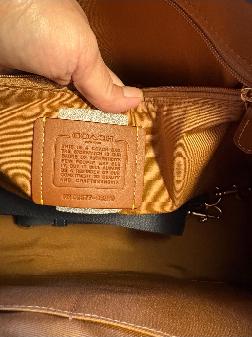 Coach Smith Tote Denim Colored Pebbled Leather Handles Adjustable Guitar Strap - Picture 8 of 12